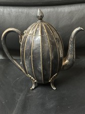 Antique Art Deco Silver Plated Teapot – Pumpkin Fluted Design