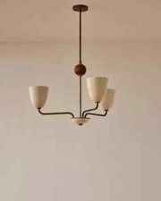 Chandelier, 3 light Walnut ball Large Ceiling décor fixture handmade