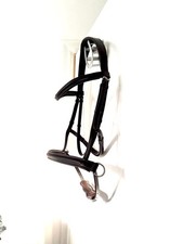 XFull Bitless Bridle – Premium Black/Brown Leather, Anatomical Padded Raised