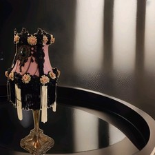 STUNNING HAND CRAFTED 6" CLIP ON LAMPSHADE IN PINK & BLACK SO SHABBY CHIC UNIQUE