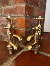Set of 19th Century Victorian Brass Sanitaryware Bath & Basin Taps