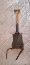 WW2 Pre 1940 Belgian Army Entrenching Tool ABBL, repro leather carrying harness.