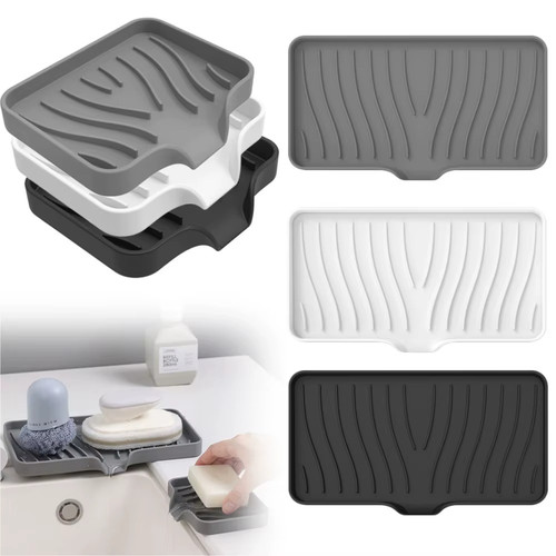 Silicone soap dish drain tray - drain,