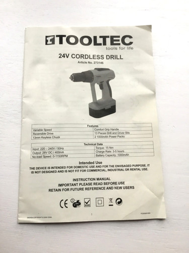Instruction booklet for