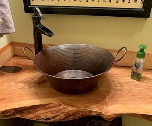 Round copper vessel bath - round,