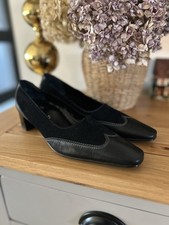 Hogl Black Leather/Seude Shoes Size 5.5. Worn Once. Comfort Width. 5cm Heel