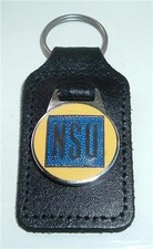 NSU ENAMEL AND LEATHER KEYRING