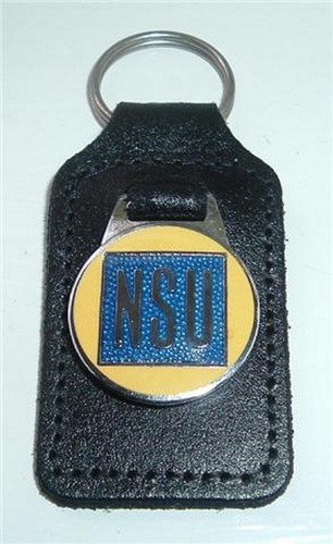 Nsu enamel and leather keyring - leather,