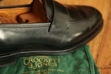Crockett & Jones Shell Cordovan Henley Leather Black Shoes Loafers Men's UK 11 E