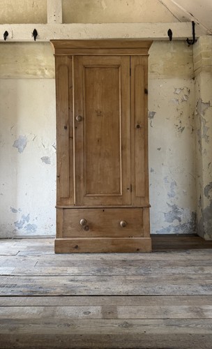 Antique solid pine wardrobe - pine,