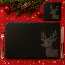 Christmas Slate Placemat and Coaster - Rudolph
