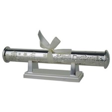 Engraved Silver Plated Birth Certificate Scroll Holder on stand, Personalised