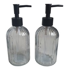 2x Vintage Ribbed Glass Soap