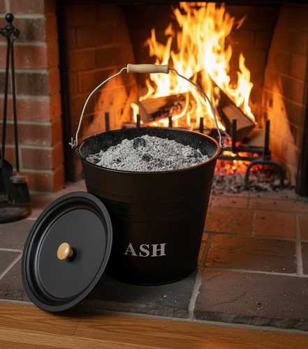 Metal ash bucket fireplace pan - ash,