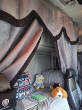 DARK GREY TRUCK CURTAINS WITH BLACK TASSEL SET PREMIUM QUALITY DOUBLE LINED