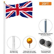 New 20ft 6.1M Sectional Flagpole Kit 3' x 5' Halyard Pole + 2 Pcs UK Flag Garden