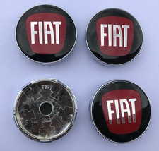 4x Fiat Alloy Wheel Hub Centre Cap Set Center Caps Black Red 60mm