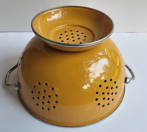 Vintage yellow enamelware - vintage,