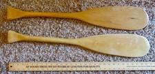 2 NICE Vintage Wooden WOOD CANOE PADDLES ~ 30" Boat Oar Pair Lot - Logo Painting