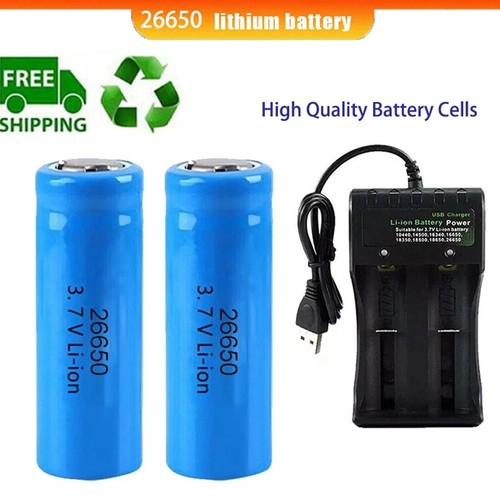 2pc 26650 ion battery - 3.7v,