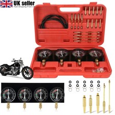 Motorcycle Vacuum Carburetor Synchronizer Carb Sync Gauge 4 Cylinder with Case