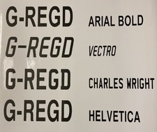 Aircraft Decal Registration letters. 