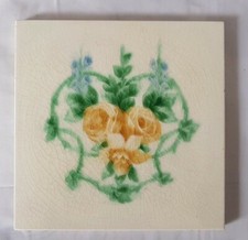 period english pilkington ART NOUVEAU TILE FLORAL PATTERN, VERY COLOURFUL