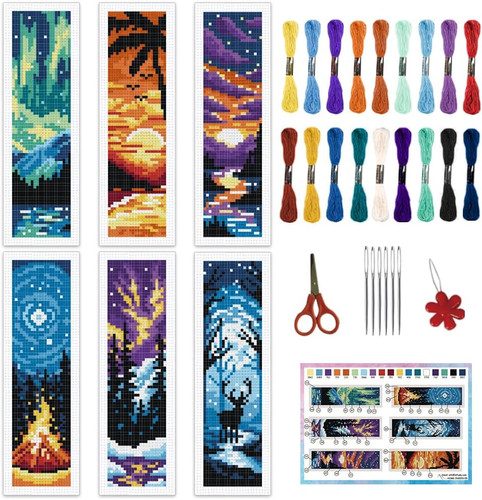 6pcs scenery cross stitch - 6pcs,