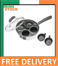 4 Egg Poacher Pan Non-Stick 4 Egg Cup Poach Cooking Frying Pan With Glass Lid IR