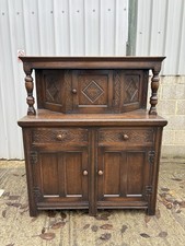 Carved Oak Court Cupboard Sideboard / Drinks Cabinet - Antique Oak - WE DELIVER