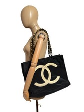 Vtg Chanel Black Chain Strap