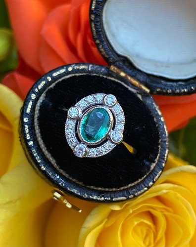 Emerald and diamond cluster - and,