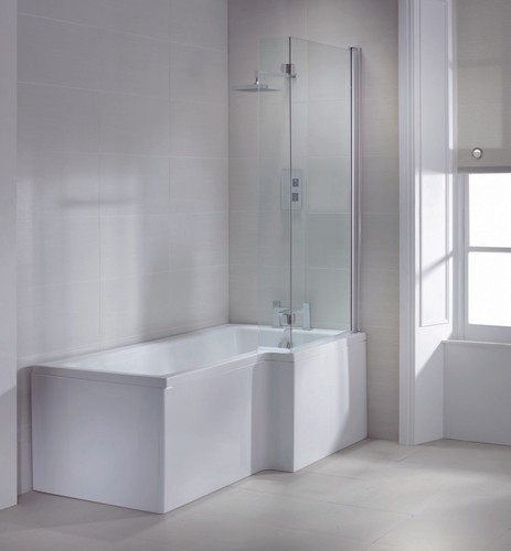 White 1600mm shaped bath - shaped,