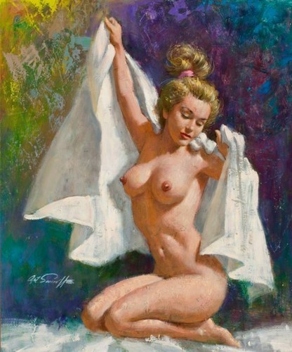 Vintage after bath pin - after, pin-up