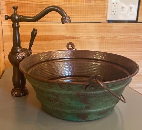 Round copper vessel bucket - round,