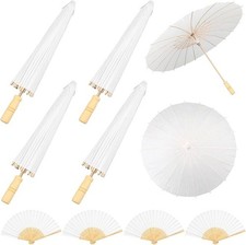 4 Pcs Paper Parasol 84CM Chinese Japanese Oiled Paper Painting Umbrella and 4 Pc