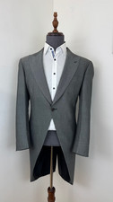 Mens Grey Tailcoat Jacket Wool Silver Light Wedding Formal Races Ascot TO CLEAR