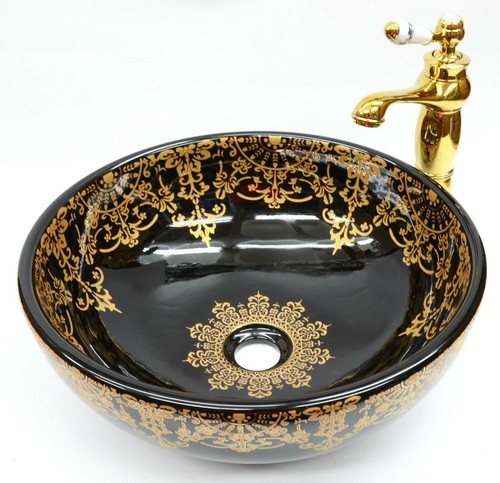 Vintage black gold - black, floral