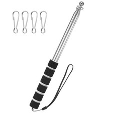 6.56Ft/2M Telescopic Flag Pole with Clips Black