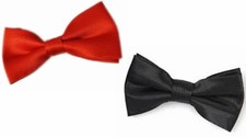 BLACK RED BOW DICKIE PRE TIED OPERA JAMES BOND CHAPLIN OLIVER HARDY FANCY DRESS