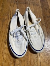 Vintage VANS Made In The USA White Canvas Blue Foxing Stripe 6.5 OG