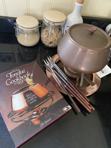 Copper fondue set - mcm, vintage
