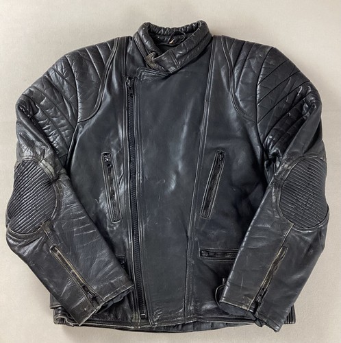 Vintage leather biker jacket - leather,