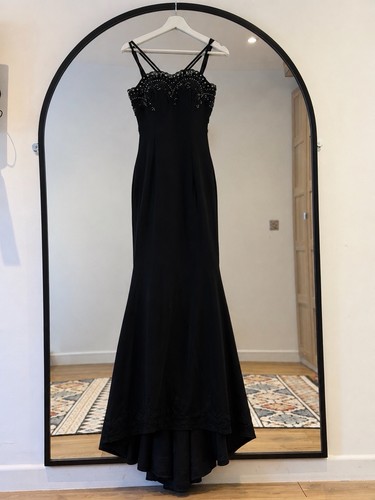 Evening long black dress - black, xs