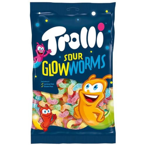 Trolli sour glow worms gummy - trolli,