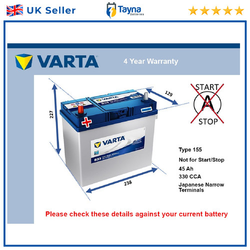 Car battery b33 varta 155 - battery,
