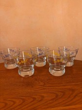 Lot x5 Mid Century, Eva Zeisel, “Lo-Ball” cocktail glasses blue, yellow