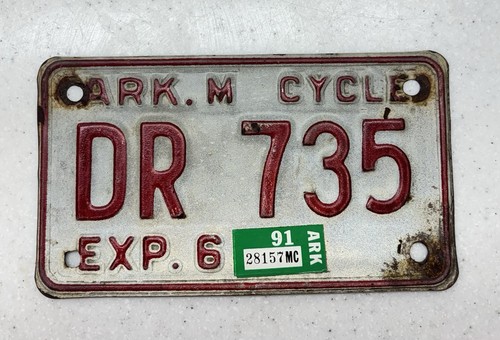 1991 arkansas motorcycle plate - 1991,