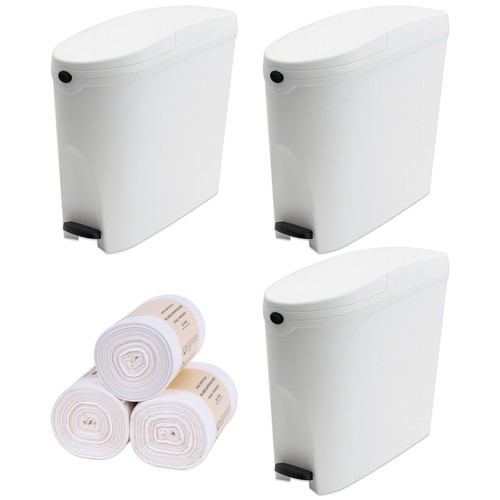 White sanitary pedal bin - white,
