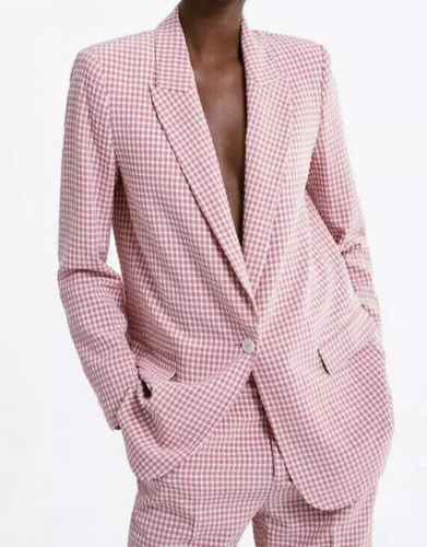 Zara pink seersucker blazer - pink,